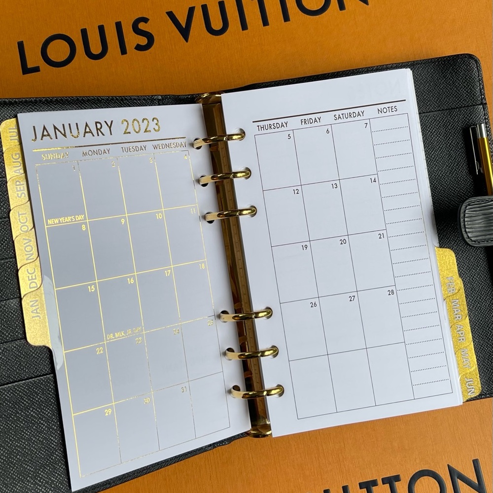 2026 Fits Louis Vuitton Agenda Monthly Tabbed Insert Refill Calendar + Pen +MORE